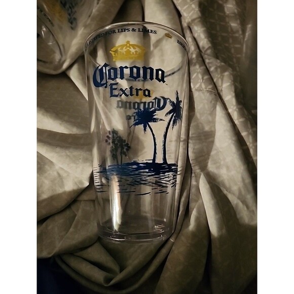 Set of 5 Corona Extra Plastic Pint Cups 16oz Palm Tree Logo New Barware - Picture 7 of 7